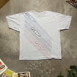 FMF Skater Racing Biker Tee Mens 2XL AOP Style 2000s Grey Black Boxy Shirt